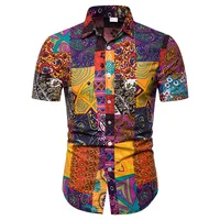 

Amazon Ebay Hot sale men cotton short sleeve hawaiian casual shirt