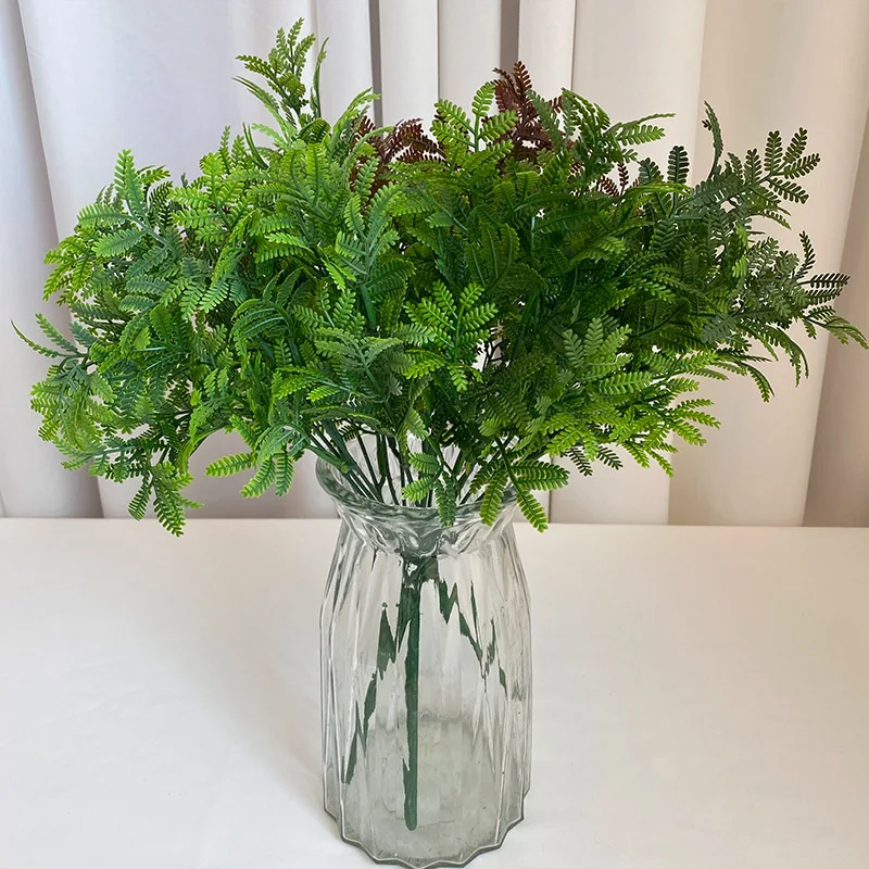 Competitive Price 5-Branch Mimose Grass Plastic Decorative Artificial Garden Plant