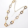 Wholesale Tortoiseshell Leopard Color Rectangle Octagonal Acetate Acrylic Chain and Link Necklace