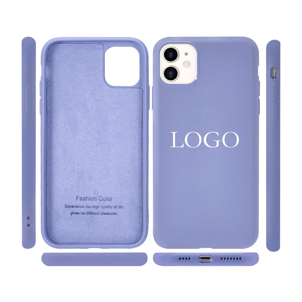 

Custom LOGO Name Brand Liquid Silicon Protective Covers Phone Case for iPhone 12 Case Skin Friendly Mobile Casing, Six colors