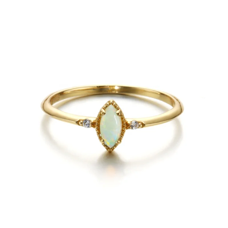 

Custom Elaborate Opal sterling silver 925 rings Women Zircon CZ gold plated minimalist sterling silver jewelry, White gold (rose gold, yellow are avaliable)