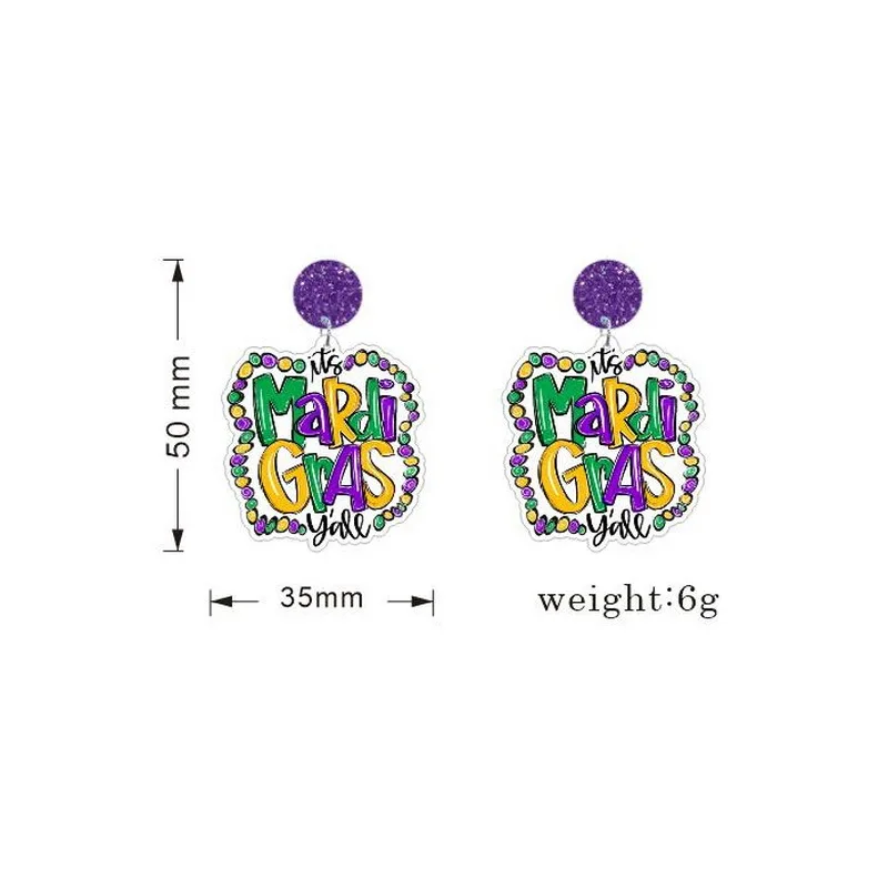 

Mardi Gras Earrings Carnival Parade Party Favors Gifts Mardi Gras Earrings for Women Cheap Mardi Gras Acrylic Earrings Jewelry