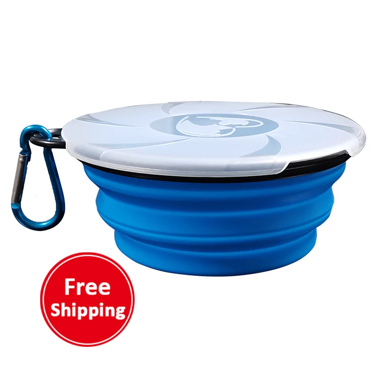 

Portable Dog Bowl Traveling Out Cat Drinking Water Food Food Folding Bowl With Lid Outdoor Pet Products