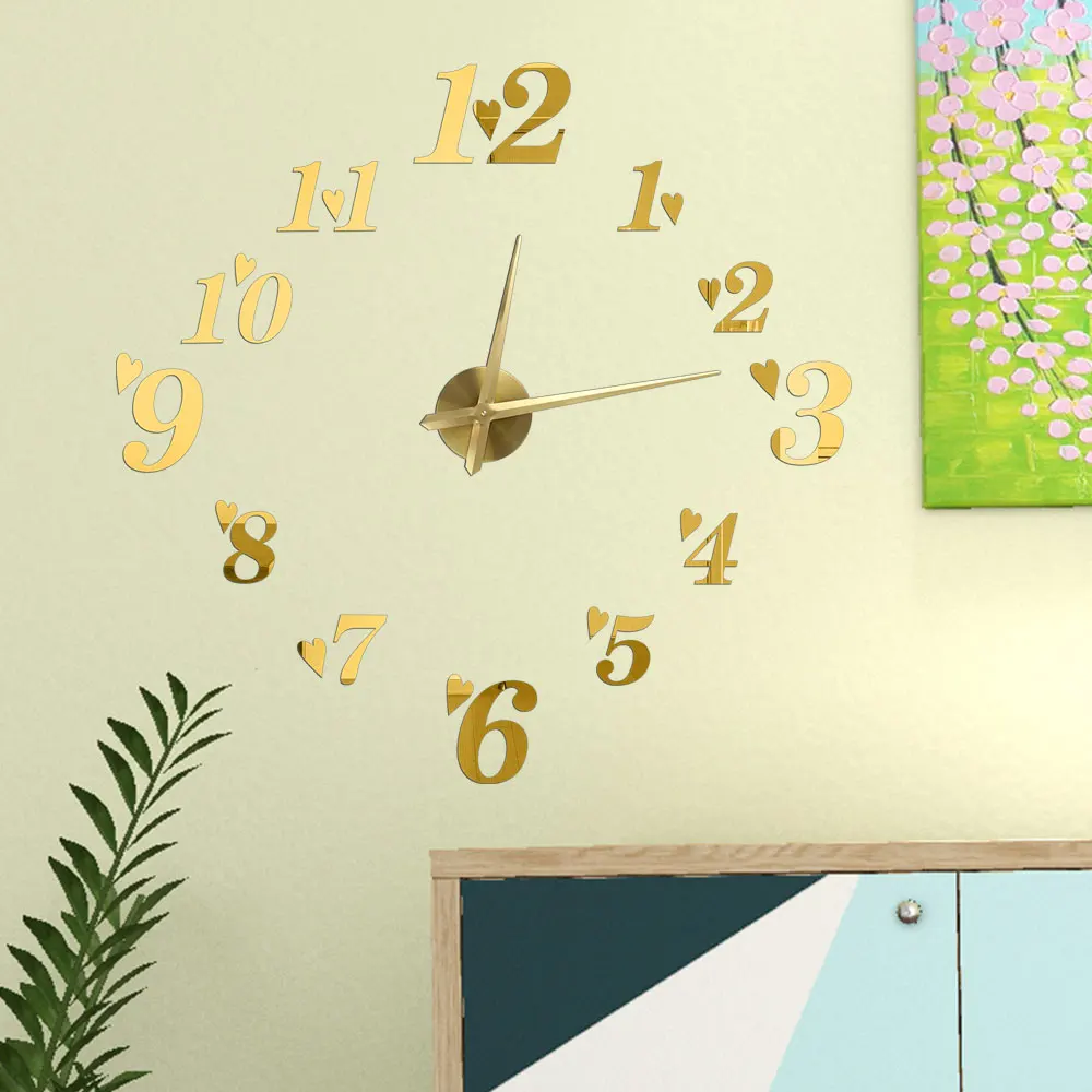 

DIY 3D Wall Clock Home Decoration Art Watch Mirror Sticker Modern Design Large Clock