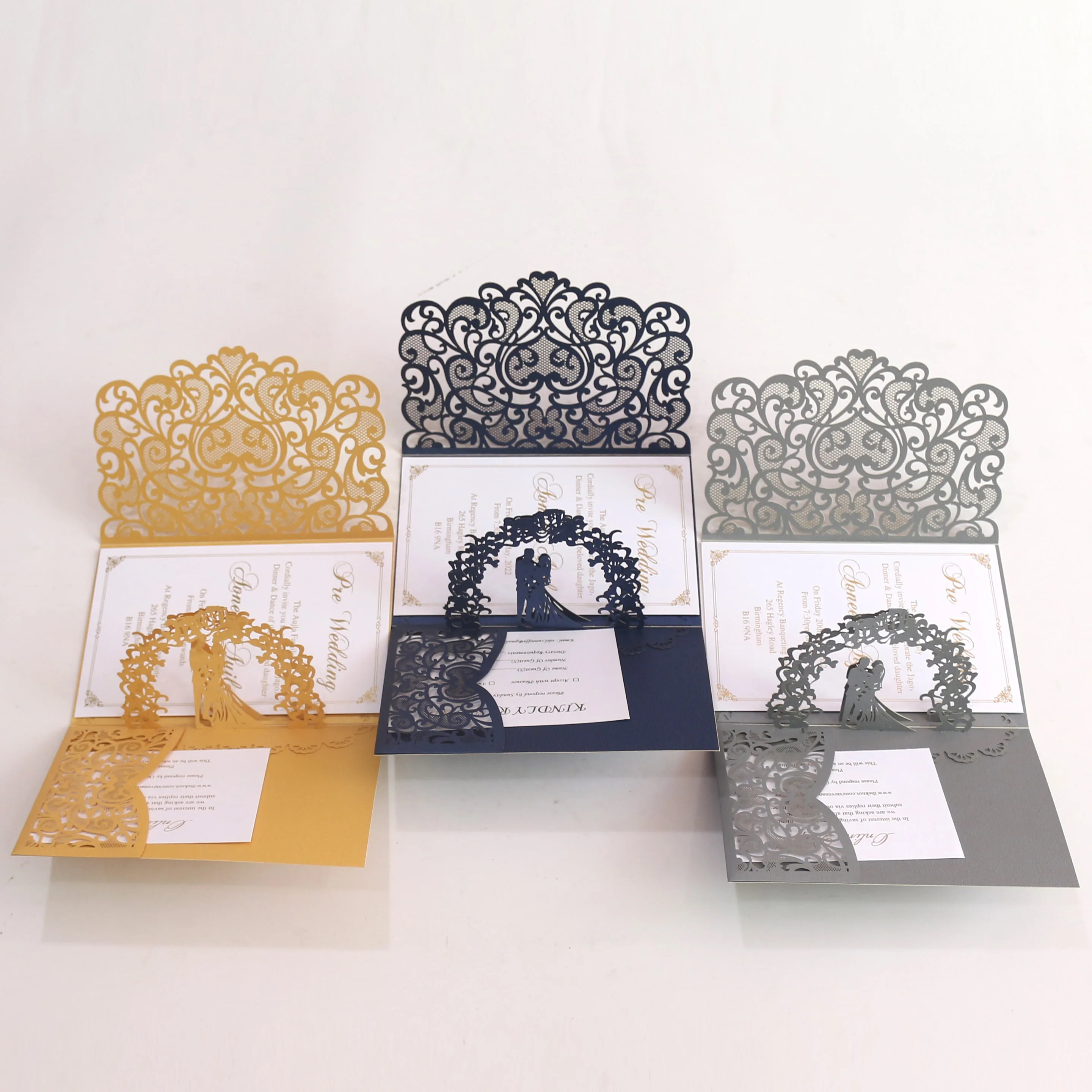 

3D Wedding Invitation Cards and steric Laser Cut custom greeting cards