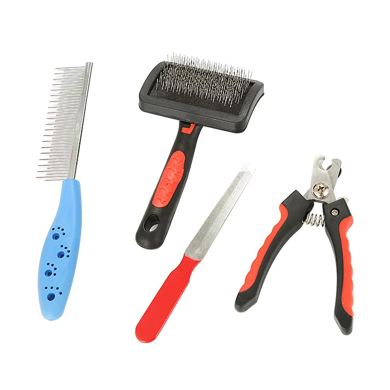 

2021 Pet Grooming Comb Pet Nail Clippers Set Blister Packaging Home Supplies, Blue/pink