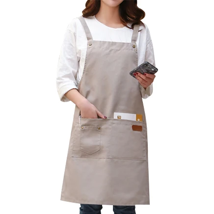 

Popular Double Shoulder Apron Canvas With Big Pockets For Barista, Can be customized
