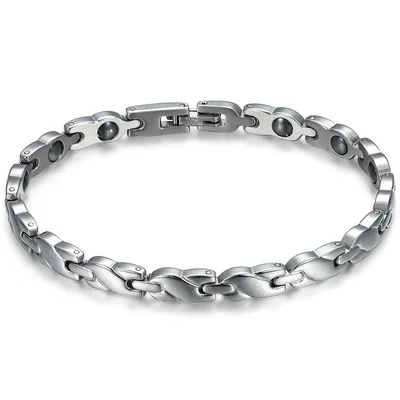 

Newest Fashion Energy Germanium Bracelet Simple Silver Stainless Steel Anti-fatigue Magnetic Health Bracelet For Men Women