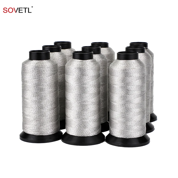 

1000g cone silver fiber twisted anti-static sewing thread