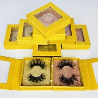 

Qingdao Top Quality 3D Mink Eyelashes Glitter Packaging Box Yellow Square Box In Stock