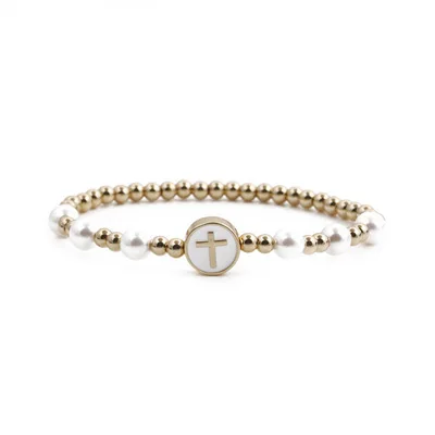 

New Design Oil Dripping Star Bracelet Freshwater Pearl Enamel Cross Bracelet