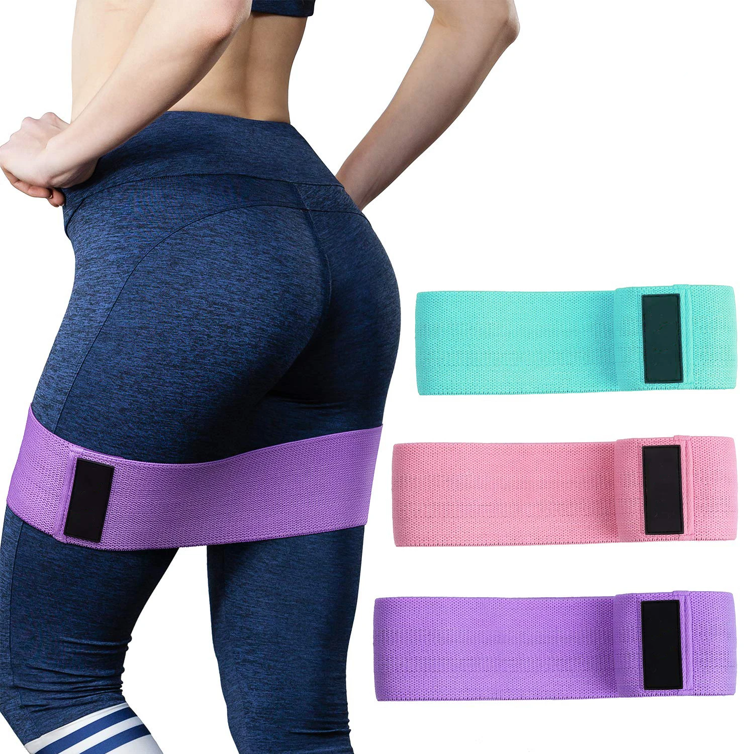 

Exercise Workout Stretch Hip Elastic Band Fitness pink fabric booty bands custom logo, Customized color