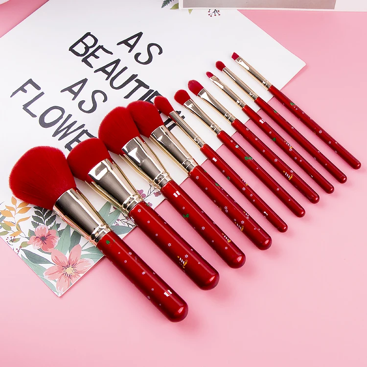 

Private Label Christmas Foundation Brush 10pcs Makeup Private Label Brush Set