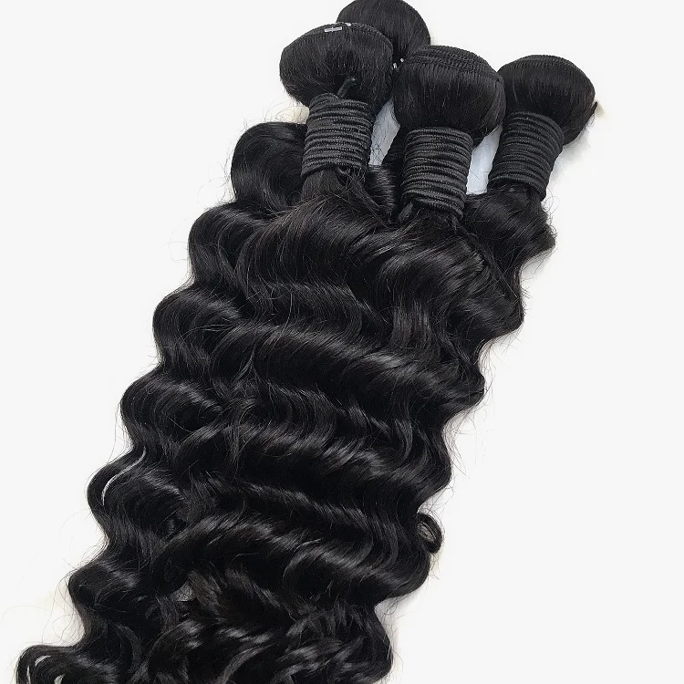 

Wholesale Factory Direct Sale Popular Hair 14inch Deep Wave Curly Human Hair Bundles Double Weft Brazilian Human Hair