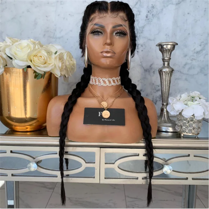 

Private Label Hot Sale Prestretched Braiding Hair Long Braided Box Braids Wigs for Beauty Synthetic Wigs For Black Woman