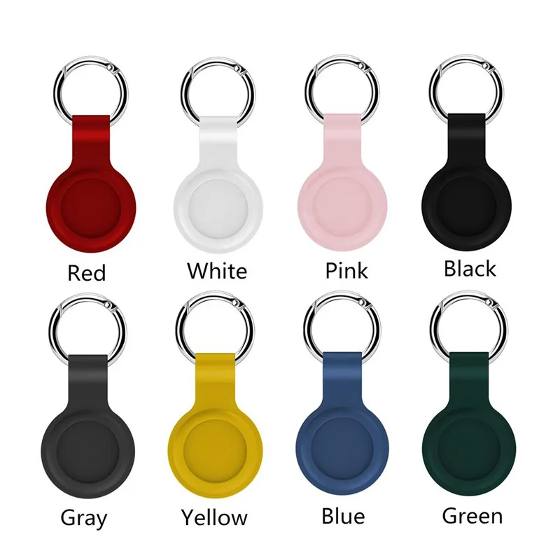 

Wholesale Hot Popular Locator Tracker Anti-Lost Device Keychain Silicone Airtag Protective Cover Suitable For Apple Airtags Case, Black, white, light blue, green