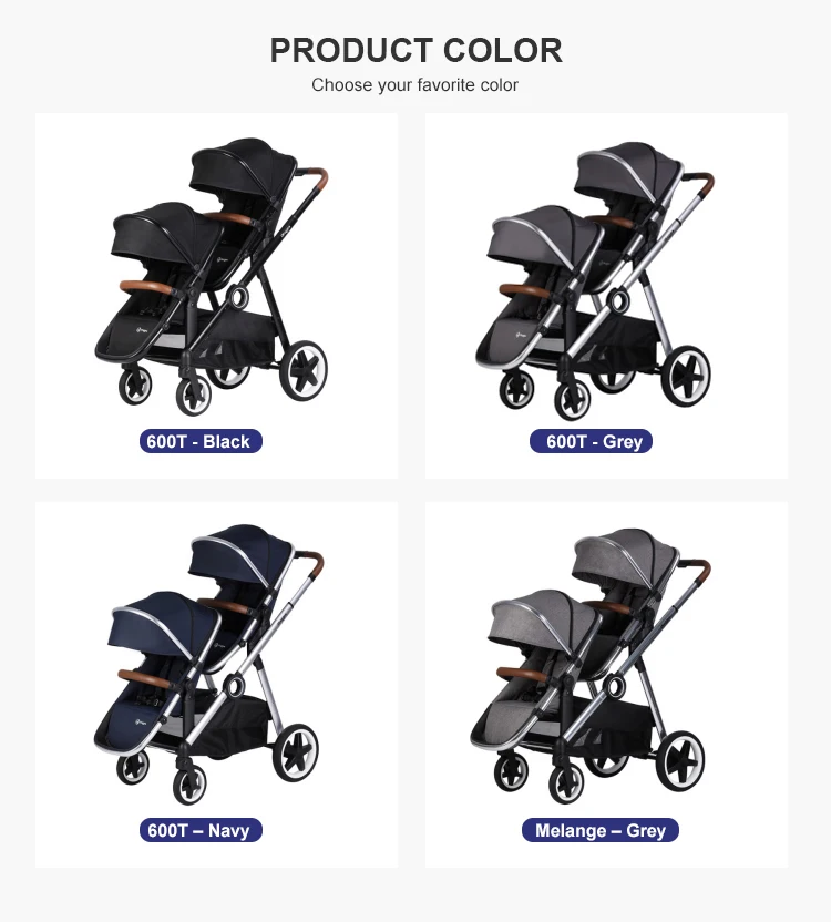 Ready To Ship Luxury All Wheel Suspension Newest Twin Stroller Double Seat Double Double Stroller For Kids And Babies And The Ea