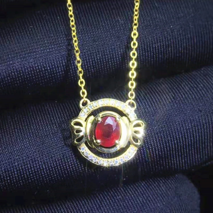 

Dubai Gold 18k Jewelry Wholesale 0.6ct Natural Ruby Women Pendant Necklace