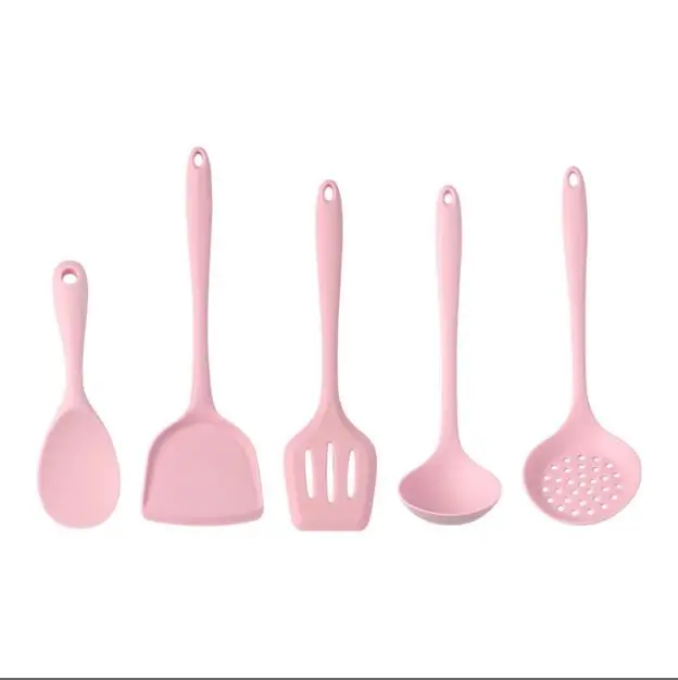 

heat resistant cookware Silica gel spatula cook spoon non-stick pan silicone pink cooking utensils