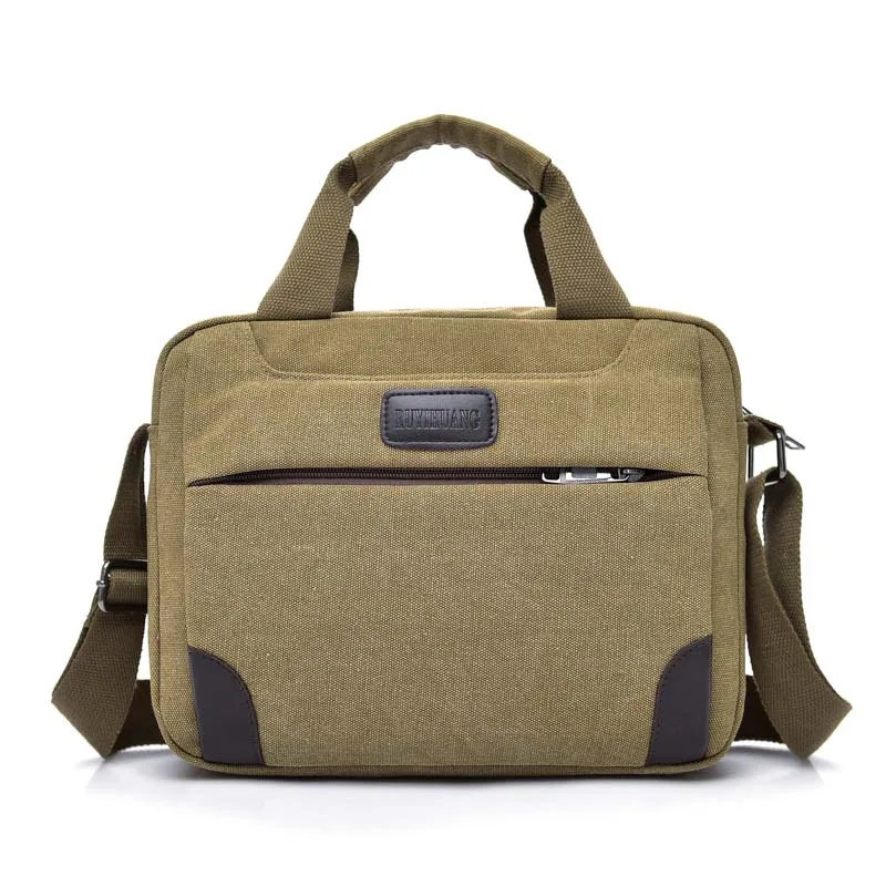 

Men's Canvas Shoulder Bag multi compartment men's messenger bag retro casual men's trend large capacity horizontal bag, Customizable