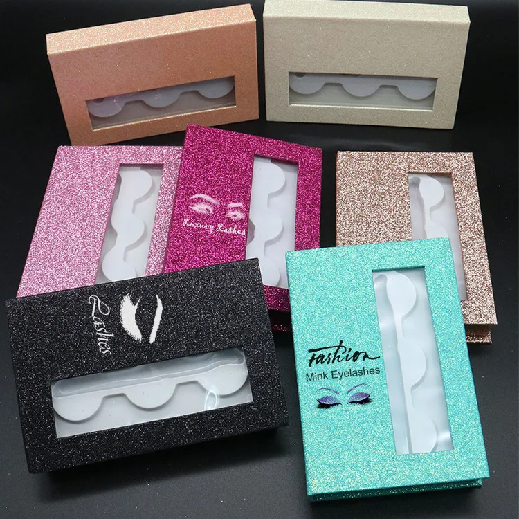 

Private Label 3pairs Case 3 Piece Set Magnetic Lash Box Multi Packaging Custom Empty 3 Pair Pack Eyelash Box With Trays, Glitter black white rose red and so on