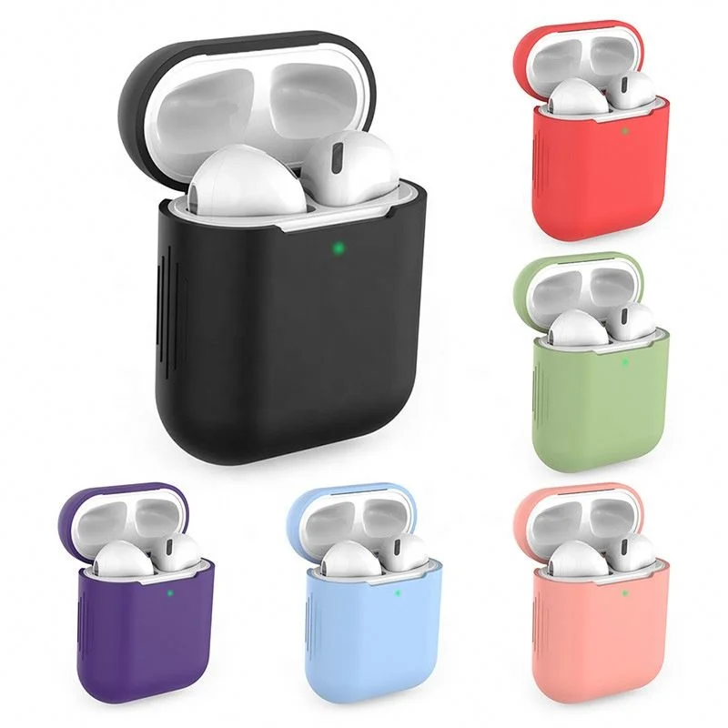 

2021 Silicone Earphone Case For Airpods Shockproof Wireless Protective Cover Skin Accessories Apple, Pink blue green white red black yellow orrange