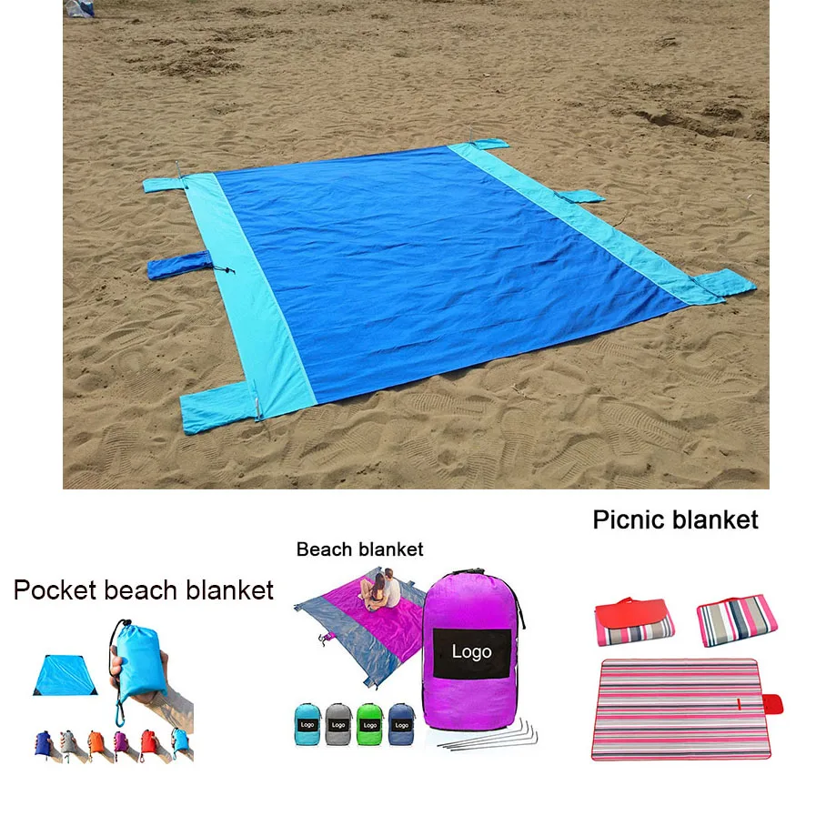 

Manufacturer for  logo printing beach blanket mat ripstop outdoor waterproof picnic pocket beach blanket, Optional
