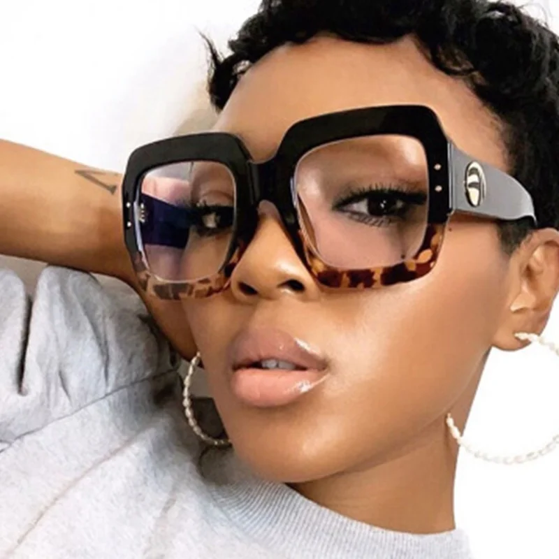 

Oversize Frame Anti Blue Light Luxury Women Men Sunglasses Retro Flat Mirror Square Glasses For Ladies lentes de sol mujer, Show on the photo