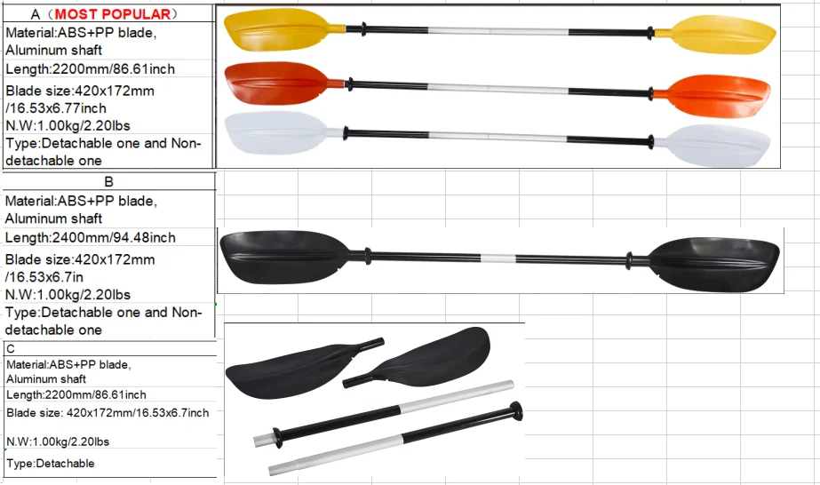 Lsf Colorful Kayak Paddle Aluminum Shaft+pp Blade Canoe Paddle Two Piece Combined Buy Plastic
