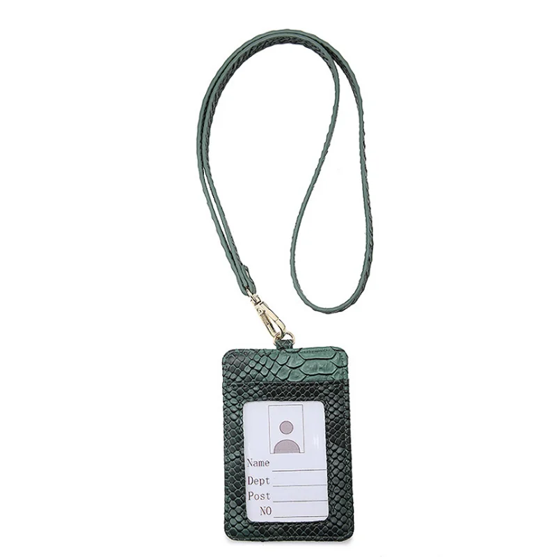 

Crocodile Texture Bus Badge Pass Lanyard Card Wallet PU Leather ID Card Holder Neck Pouch