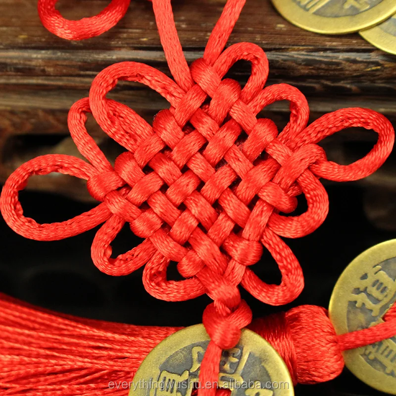 Worldwide Free Shipping Chinese Knot Lucky Coins Feng Shui Coins Chinese Feng Shui Red Of Knot Six Ancient Coins