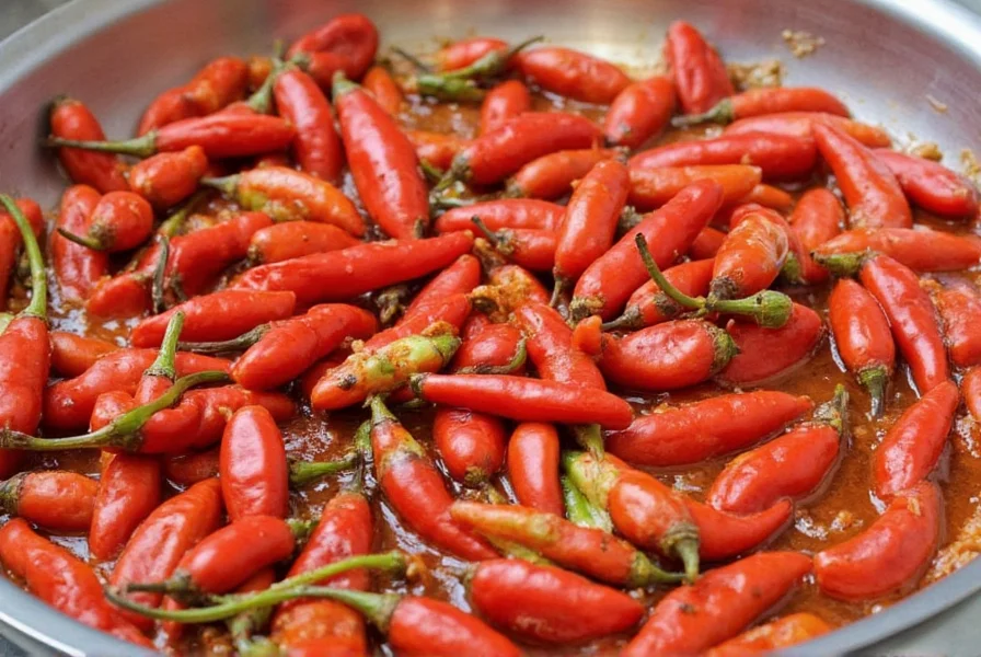 Close-up of rehydrated chile pasilla