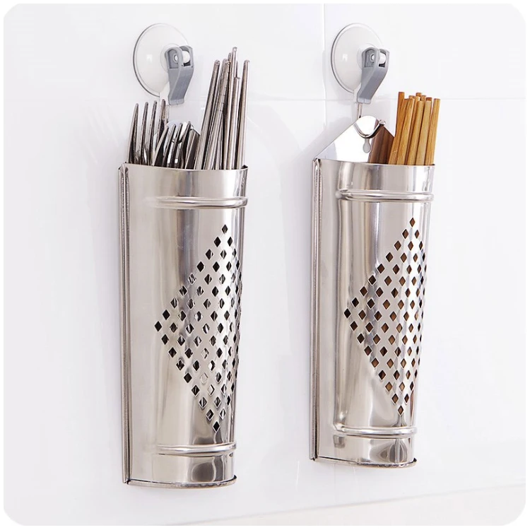 

Kitchen Storage Supplies Wall Hanging Stainless Steel Chopstick Cage Semi-circular Chopstick Holder
