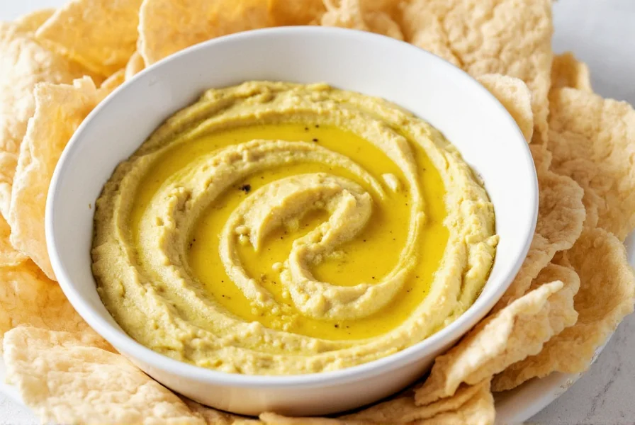 Finished hummus dish with garnish