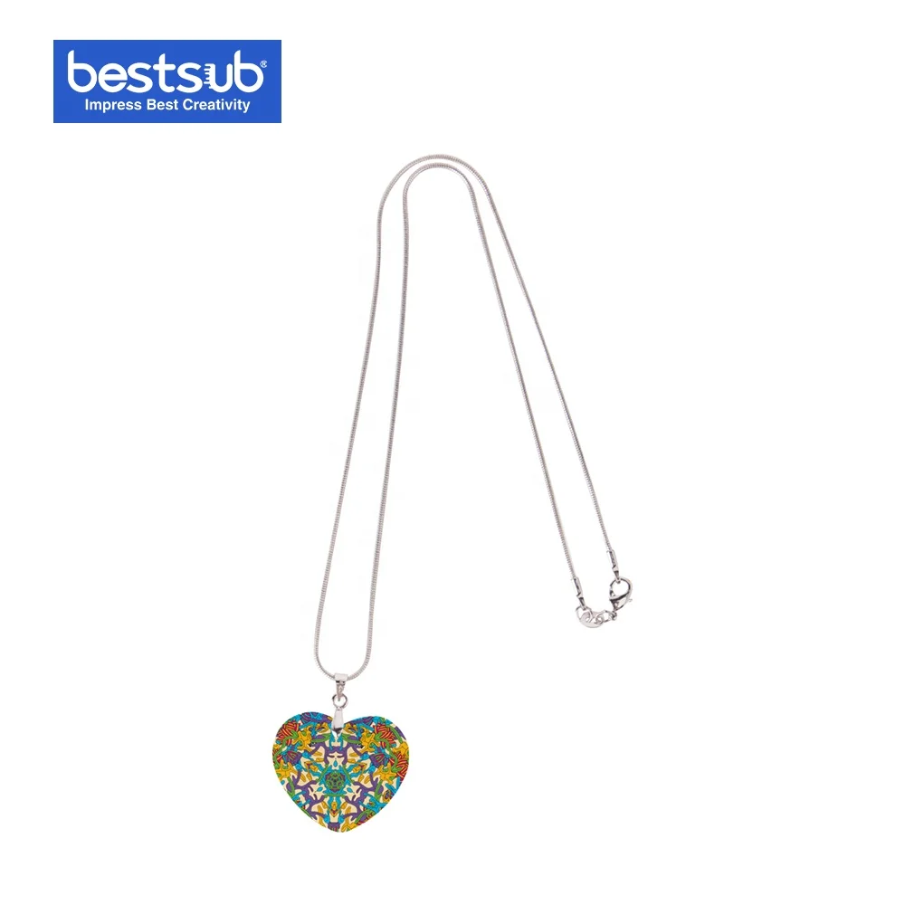 

BestSub Wholesale customized mascot painted Heart shell necklace sublimation blank painted SHELL2530H