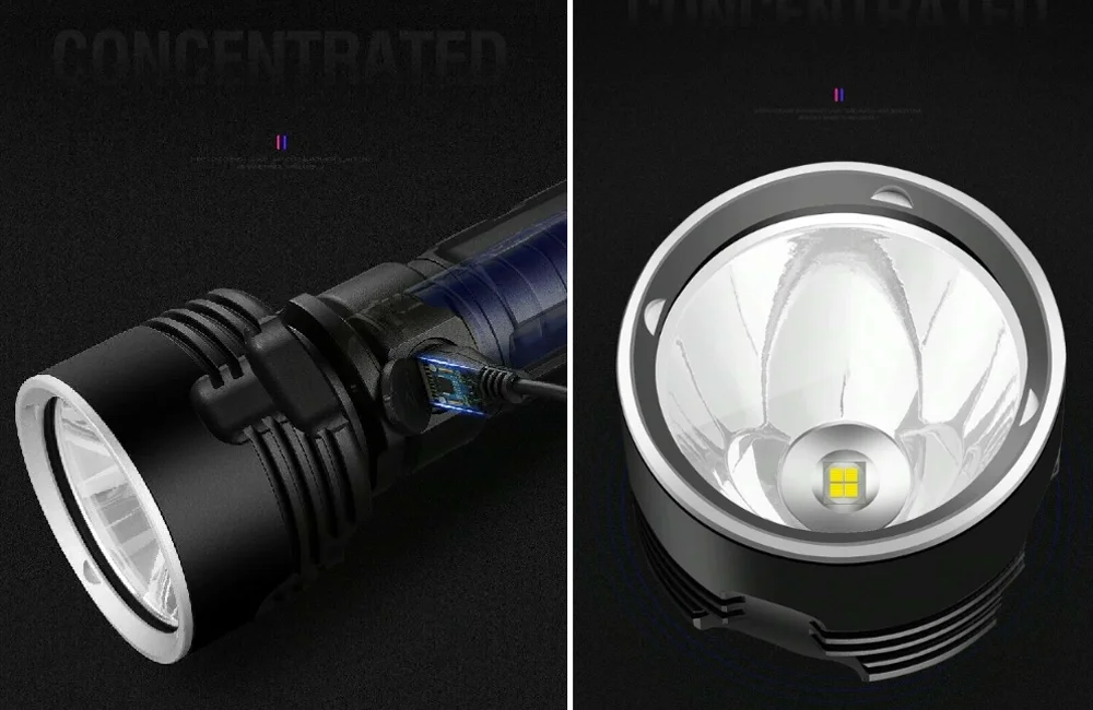 Super Powerful LED Flashlight P70 Tactical Torch USB Rechargeable Waterproof Handheld Strong Torch