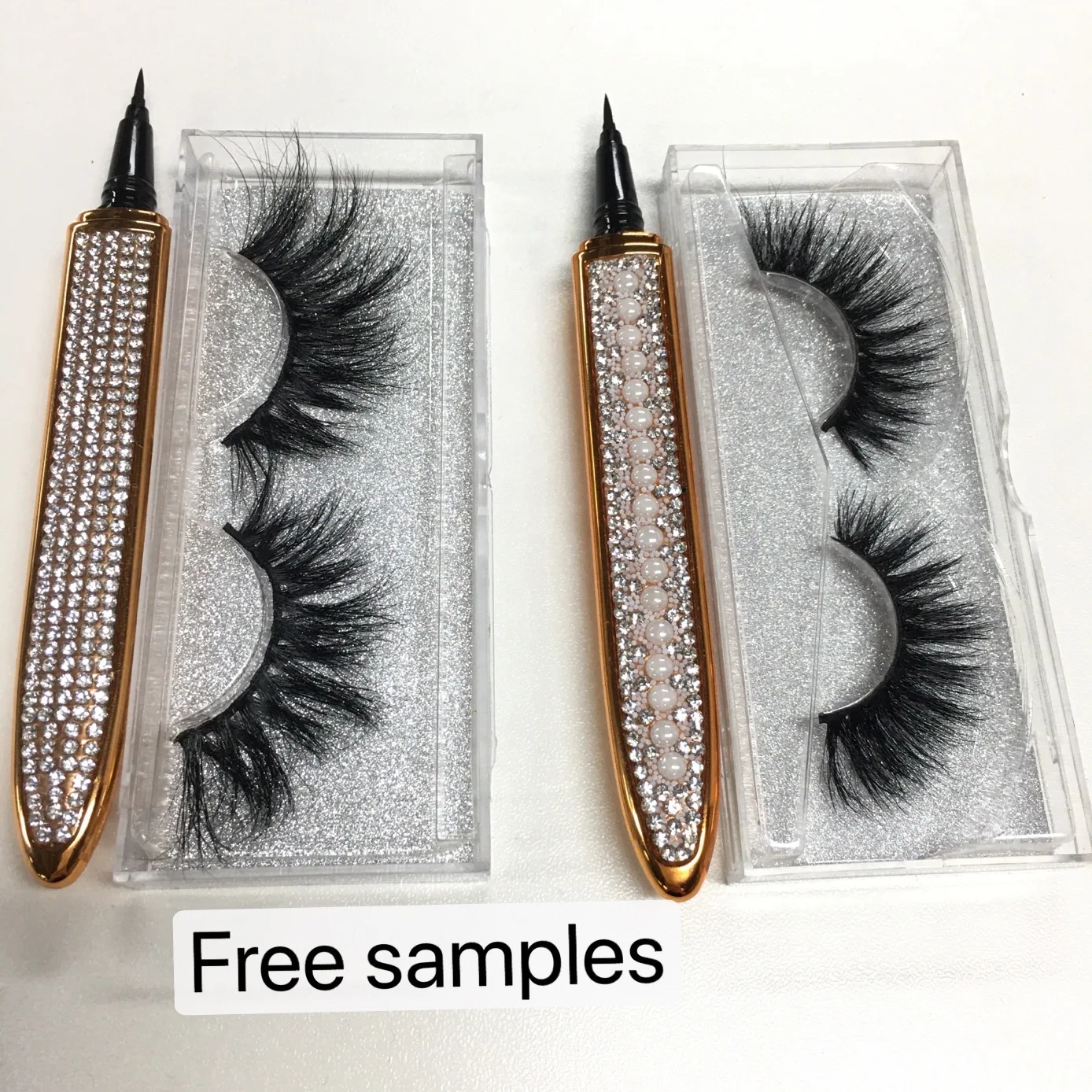 

mink eyelashes vendor free sample mink eyelash with glue pen eyeliner, Natural black