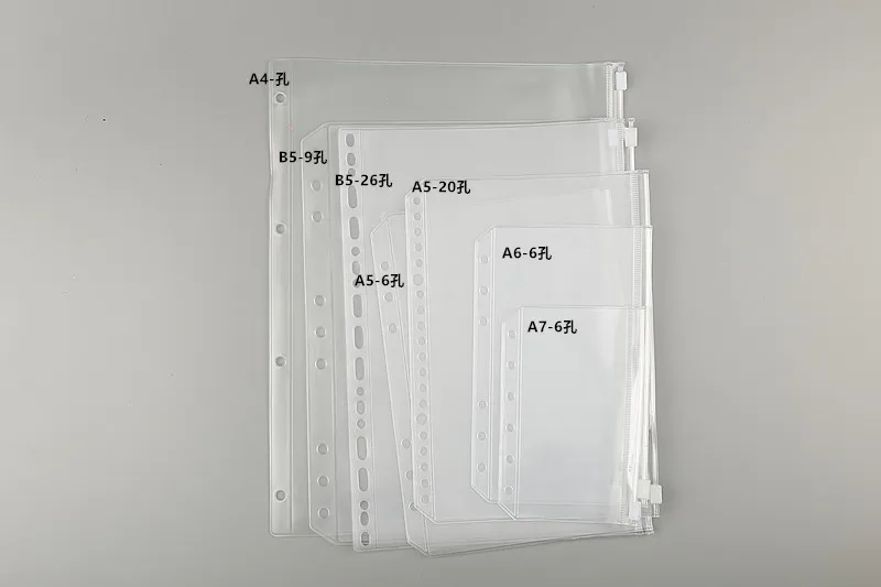 18pcs Binder Pockets Assorted Color Zipper A6 Plastic Clear Budget Envelope X 
