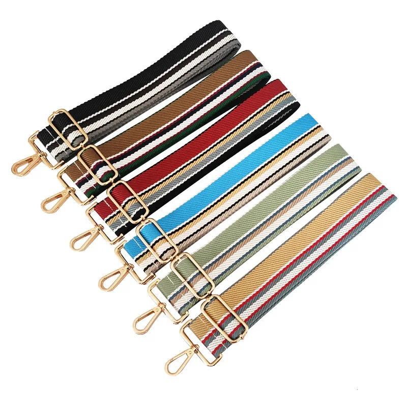 

Meetee B-J259 New Striped Contrast Color Wide Shoulder Webbing Bag Accessories Thickened Long Shoulder Strap, Colorful