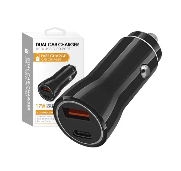 

Universal Car Charging Accessories Dual USB Car Charger Adapter 3.1A Mini USB C Fast Car Charger Adapter, White,black