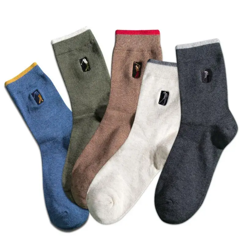 

Stock 100% Cotton Casual Best Brands Men Business Gentleman Dress Embroidered Golf Socks Designer