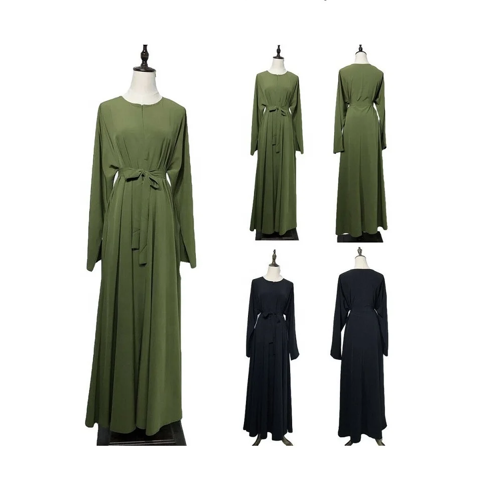

Wholesale muslim women long sleeve maxi dress kaftan islamic dubai abaya, Black,army green