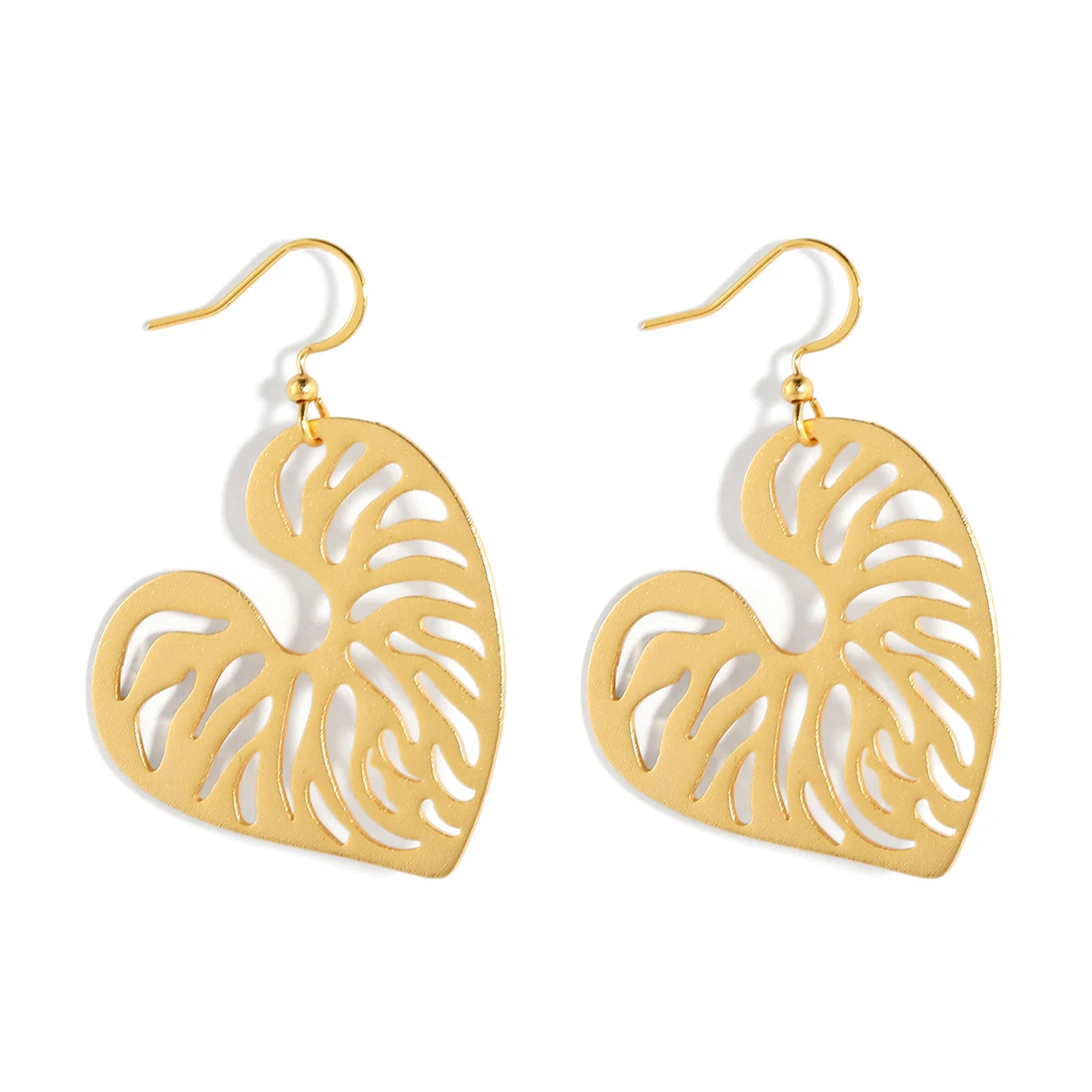 

Hawaiian retro Designer fashion jewelry heart drop earrings 18k gold plating stainless steel chunky earrings