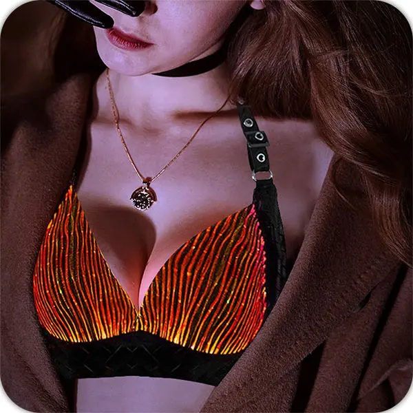 

Newest design Automatic Change Color Safe flashing led clothing led fiber optic clothing textile fiber