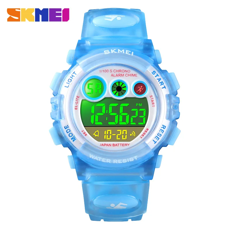 

Skmei 1451 watch young and energetic colorful led lights transparent case strap kid watch, Light blue, pink, purple, blue etc.