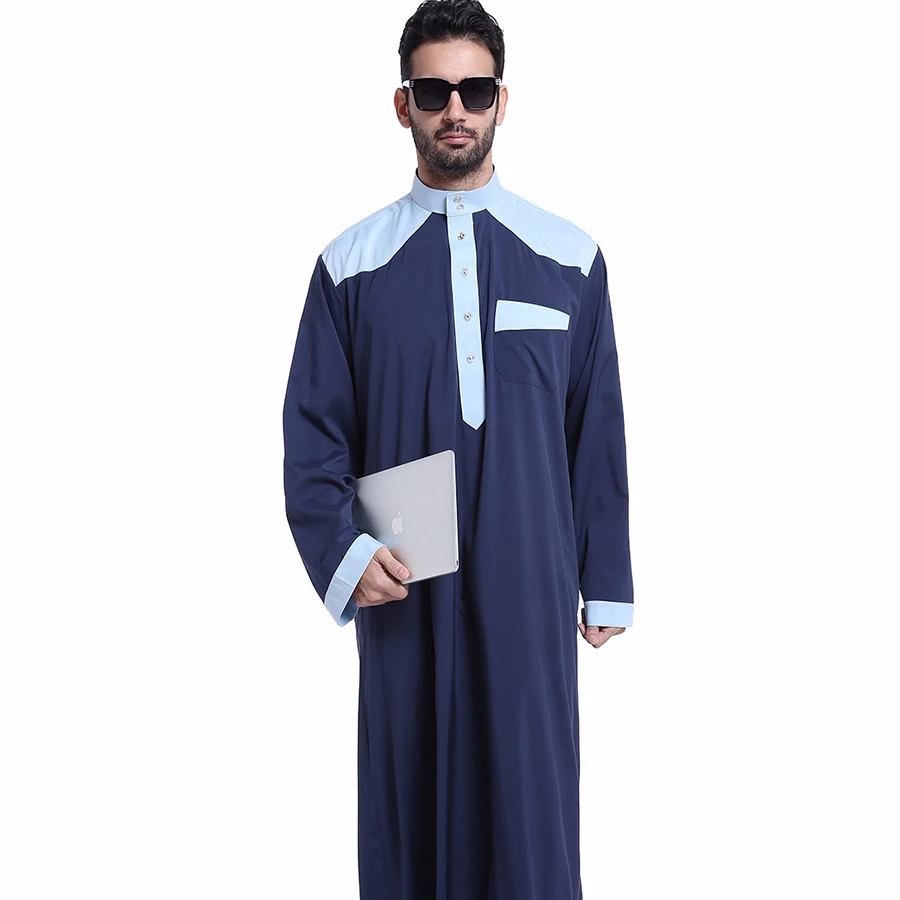 

HJ EMMR09 Latest Customized Wholesale Arabian Qamis Jubba Muslim Men Abaya Islamic Clothing, White, brown, blue, off white