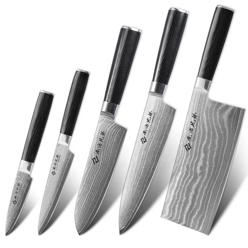 

5 Pieces Damascus Kitchen Chef Japanese shun knife set with Black Micarta Handle