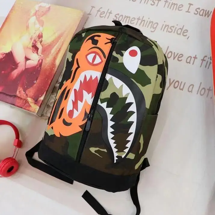 

New 2022 nylon men back pack waterproof school shark bape backbag with high quality, Customized colors