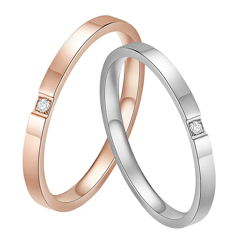 

Fashion rose gold plated stainless steel ring Thin Stackable Midi Eternity Ring Cubic Zirconia Engagement Wedding Bands