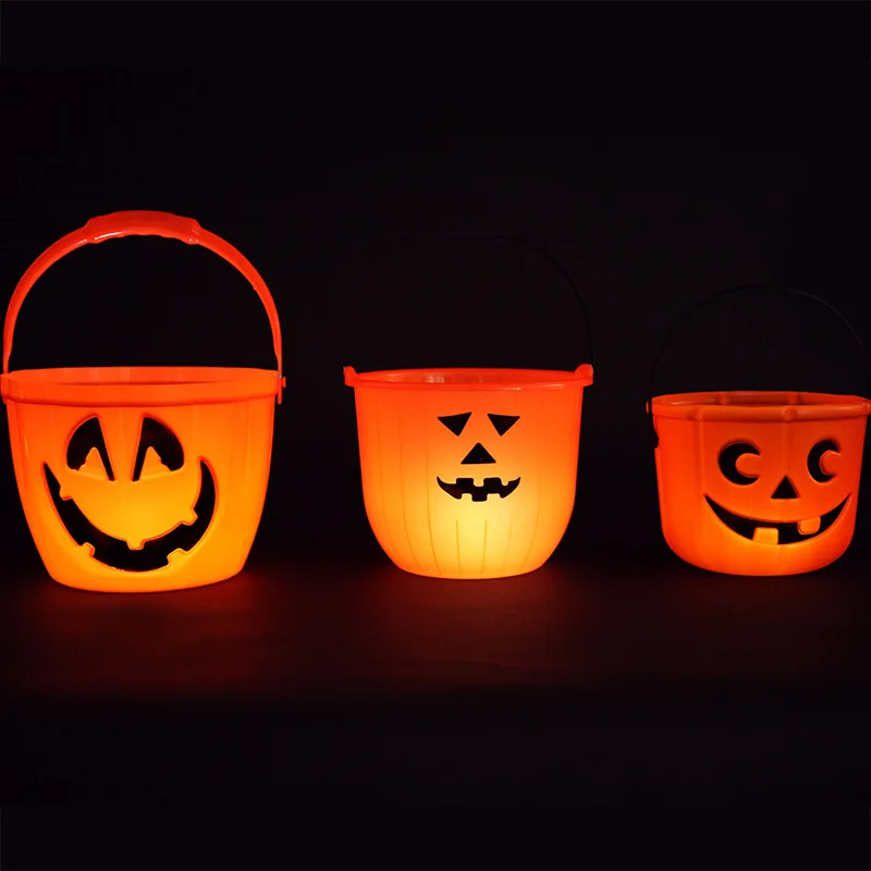 Wholesale Kids Led Light Up Pumpkin Halloween Candy Bucket Buy
